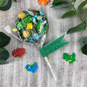 Personalised Dinosaur Chocolate Lollipop