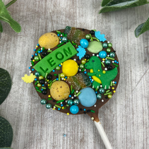 Personalised Dinosaur Chocolate Lollipop-The Persnickety Co