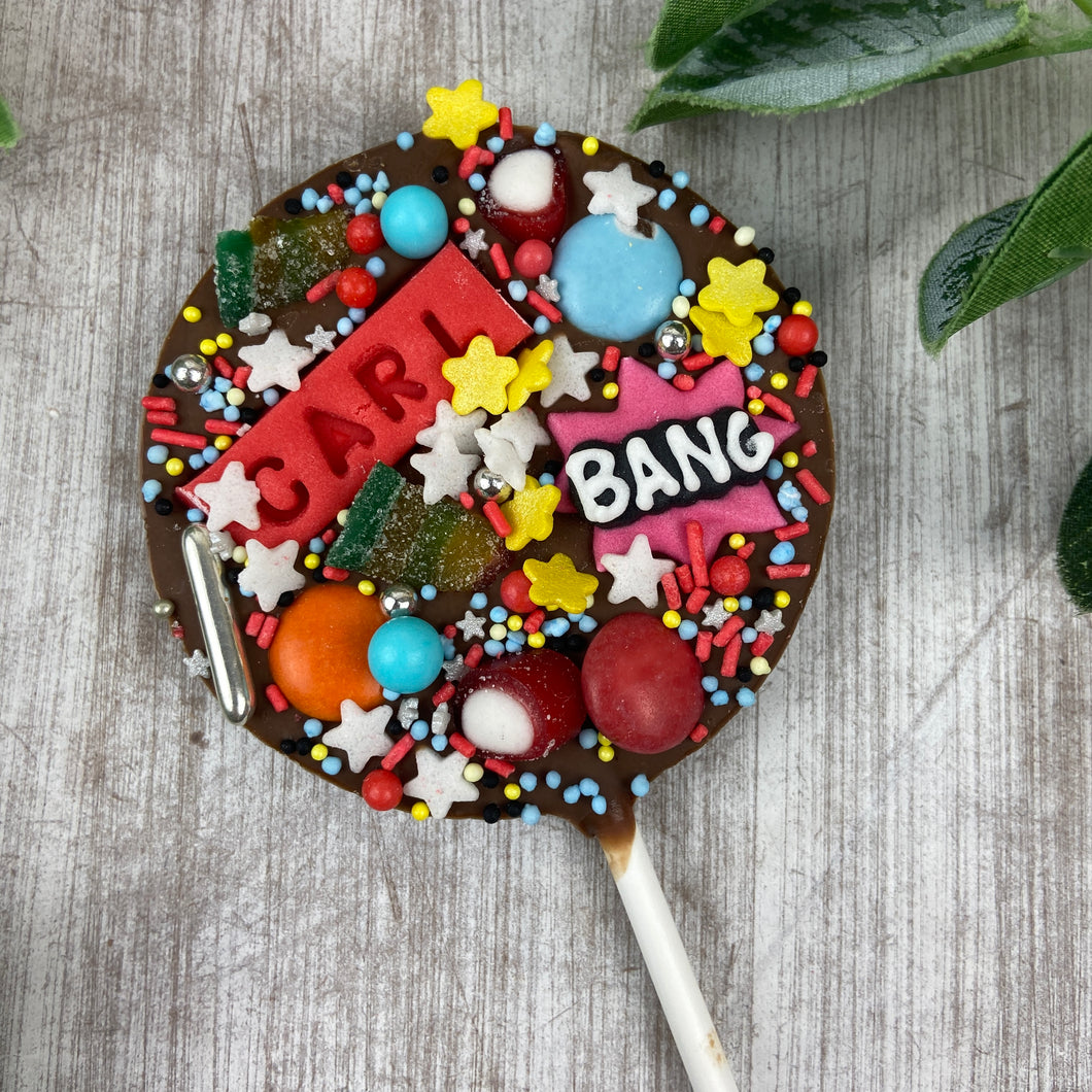 Personalised Superhero Chocolate Lollipop-The Persnickety Co