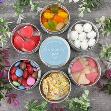 Load image into Gallery viewer, Love Is Sweet Wedding Favours | Personalised Sweet Tins
