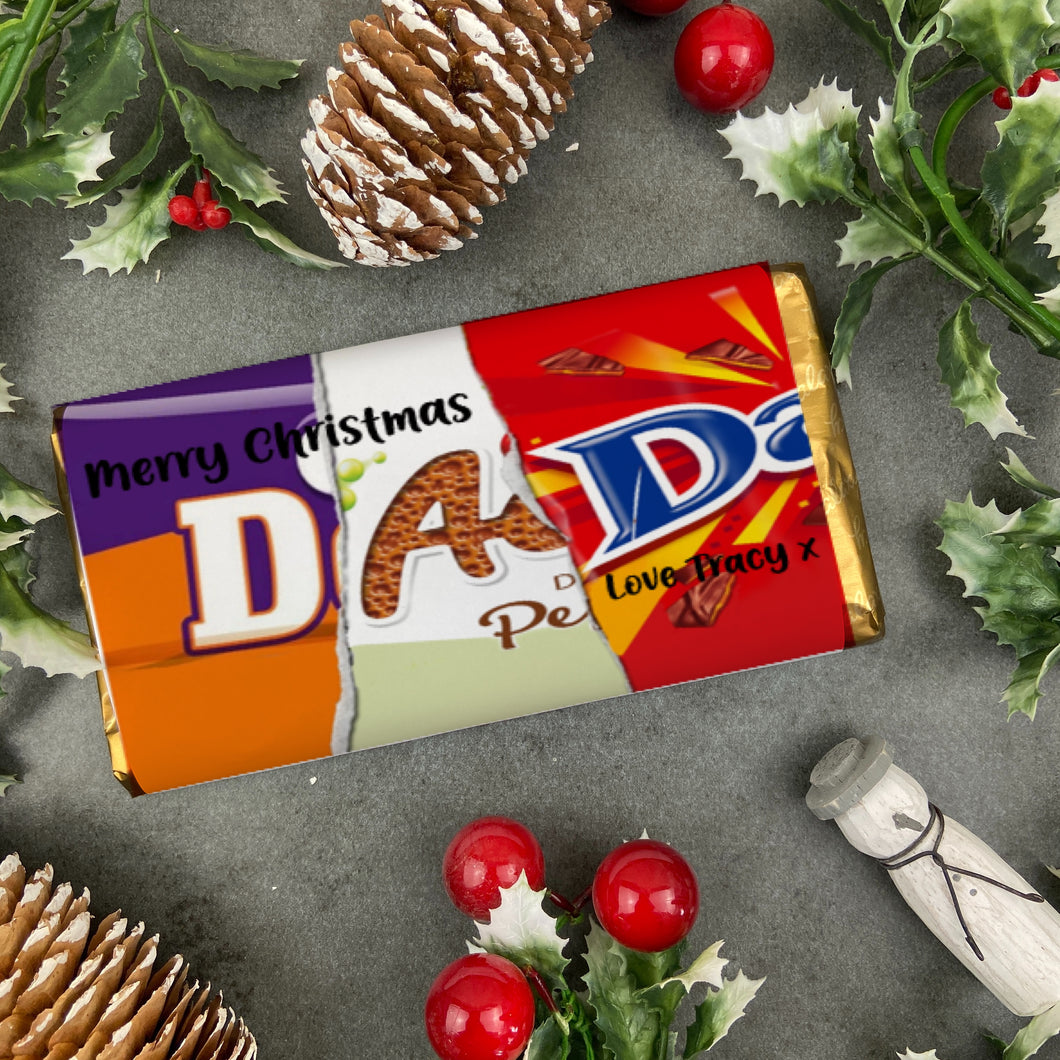 Merry Christmas Dad Novelty Personalised Chocolate Bar-The Persnickety Co