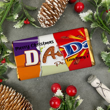 Load image into Gallery viewer, Merry Christmas Dad Novelty Personalised Chocolate Bar
