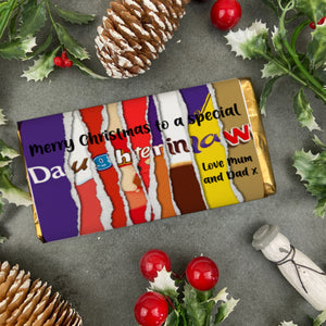 Merry Christmas Daughter In Law Novelty Personalised Chocolate Bar