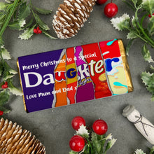Load image into Gallery viewer, Merry Christmas Daughter Novelty Personalised Chocolate Bar-The Persnickety Co
