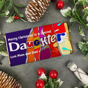 Merry Christmas Daughter Novelty Personalised Chocolate Bar