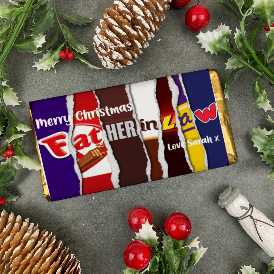 Merry Christmas Father In Law Novelty Personalised Chocolate Bar-The Persnickety Co