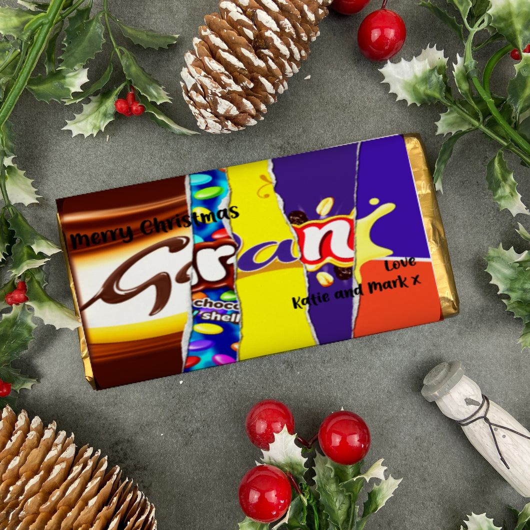 Merry Christmas Gran Novelty Personalised Chocolate Bar-The Persnickety Co