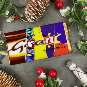 Merry Christmas Gran  Novelty Personalised Chocolate Bar