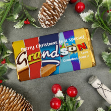 Load image into Gallery viewer, Merry Christmas Grandson Novelty Personalised Chocolate Bar-The Persnickety Co
