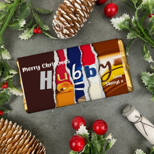 Merry Christmas Hubby Novelty Personalised Chocolate Bar-The Persnickety Co