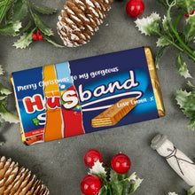 Load image into Gallery viewer, Merry Christmas Husband Novelty Personalised Chocolate Bar-The Persnickety Co
