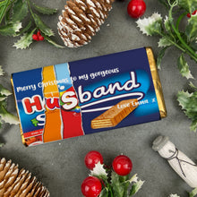 Load image into Gallery viewer, Merry Christmas Husband Novelty Personalised Chocolate Bar

