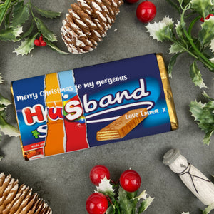 Merry Christmas Husband Novelty Personalised Chocolate Bar