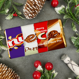Merry Christmas Niece Novelty Personalised Chocolate Bar