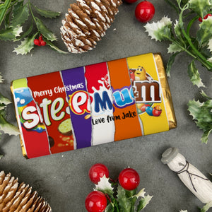 Merry Christmas Stepmum Novelty Personalised Chocolate Bar-The Persnickety Co