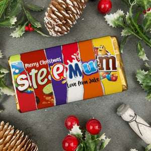 Merry Christmas Stepmum Novelty Personalised Chocolate Bar