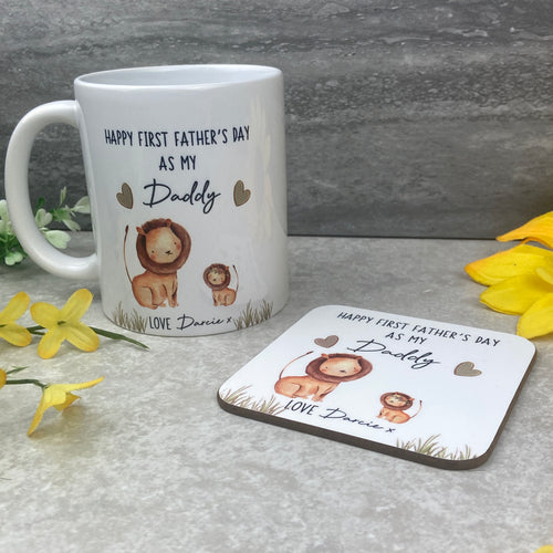Personalised Father's Day Gift - Lion Mug and Coaster-The Persnickety Co