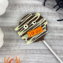 Load image into Gallery viewer, Personalised Belgium Chocolate Halloween Mummy Lollipop
