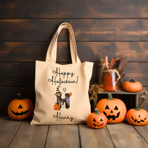 Cat Castle Personalized Halloween Trick Or Treat Tote Bag For Kids Custom Name Retro Ghost Cute Trick Or Treat 1139871