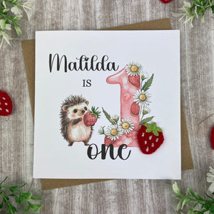 Personalised Hedgehog 1st Birthday Card