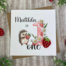 Load image into Gallery viewer, Personalised Hedgehog 1st Birthday Card
