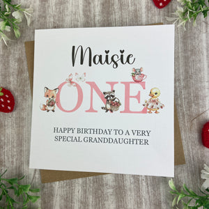 Personalised Woodland Animals 1st Birthday Card-The Persnickety Co