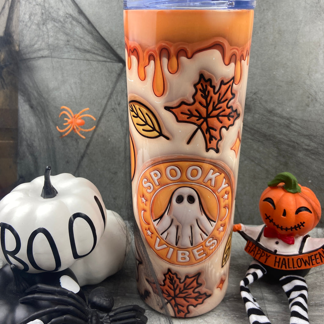 Orange Spooky Vibes Halloween Tumbler-The Persnickety Co