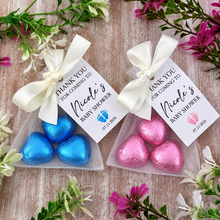 Load image into Gallery viewer, Personalised Baby Shower Favours - 3 x Heart Chocolates
