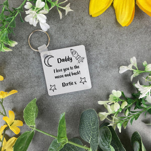 Daddy Personalised Keyring - I love you to the moon and back