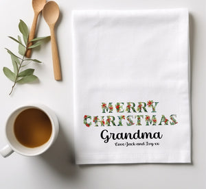 Merry Christmas Personalised Tea Towel-The Persnickety Co