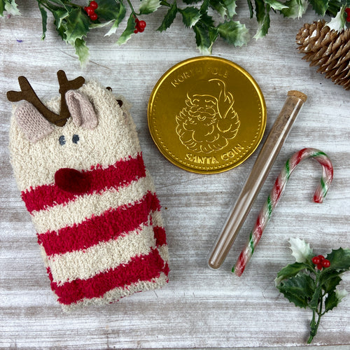 Fluffy Reindeer Socks and Hot Choc Set - Small Socks-The Persnickety Co