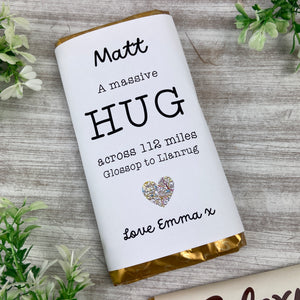 A Massive Hug - Personalised Across The Miles Chocolate Bar