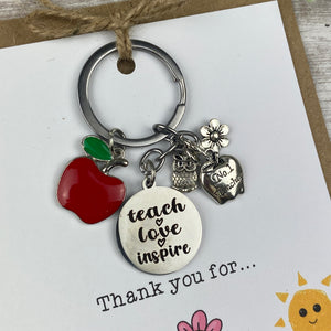 Thank You For... Teach, Love, Inspire Keyring
