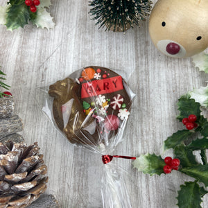 Personalised Christmas Reindeer Chocolate Lollipop