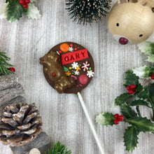 Load image into Gallery viewer, Personalised Christmas Reindeer Chocolate Lollipop
