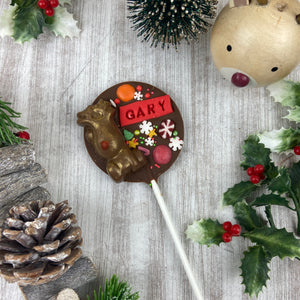 Personalised Christmas Reindeer Chocolate Lollipop