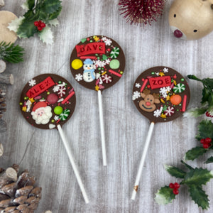 Personalised Christmas Chocolate Lollipop