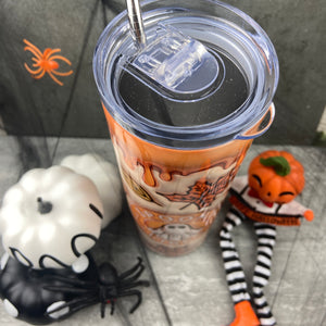 Orange Spooky Vibes Halloween Tumbler