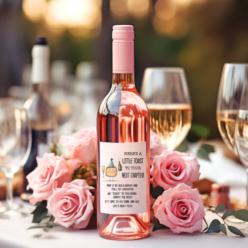 “Here’s a Little Toast…” Water-Resistant Wine Bottle Label-The Persnickety Co