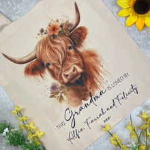 Load image into Gallery viewer, Personalised Highland Cow Tote Bag
