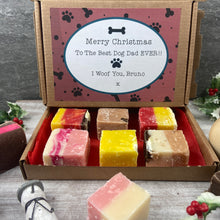 Load image into Gallery viewer, Happy Christmas Dog Dad Gift, Personalised Handmade Fudge-The Persnickety Co
