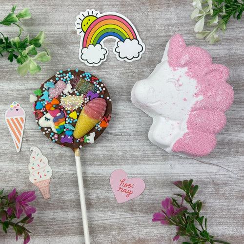 £5.00 Special Offer! Unicorn Bath Bomb and Chocolate Lollipop-The Persnickety Co
