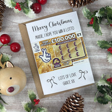 Load image into Gallery viewer, Personalised Bow Christmas Scratch Card - I Hope You Win A Lotto
