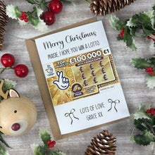 Load image into Gallery viewer, Personalised Bow Christmas Scratch Card - I Hope You Win A Lotto
