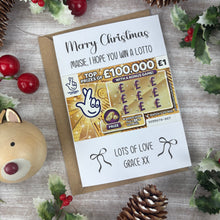 Load image into Gallery viewer, Personalised Bow Christmas Scratch Card - I Hope You Win A Lotto
