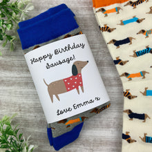 Load image into Gallery viewer, Dachshund Socks - Happy Birthday Sausage-The Persnickety Co
