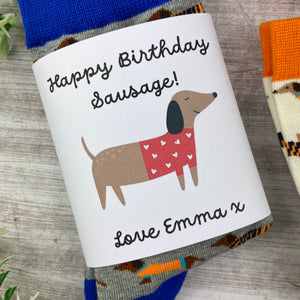 Dachshund Socks - Happy Birthday Sausage