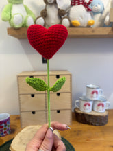 Load image into Gallery viewer, Crochet Heart Flower with Personalised Tag – Valentine’s or Galentine’s Gift
