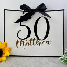 Load image into Gallery viewer, Personalised Birthday Gift Bag - White &amp; Black
