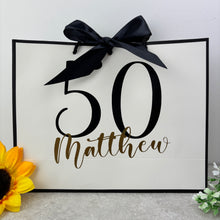 Load image into Gallery viewer, Personalised Birthday Gift Bag - White &amp; Black

